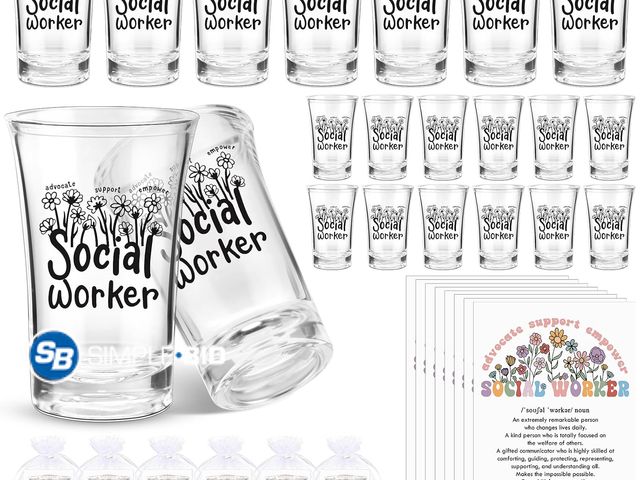 Lot 58-84244 - New Meanplan 12 Sets Social Worker Gifts Bulk Social Work Acrylic Shot Glasses Social Work Appreciat...
