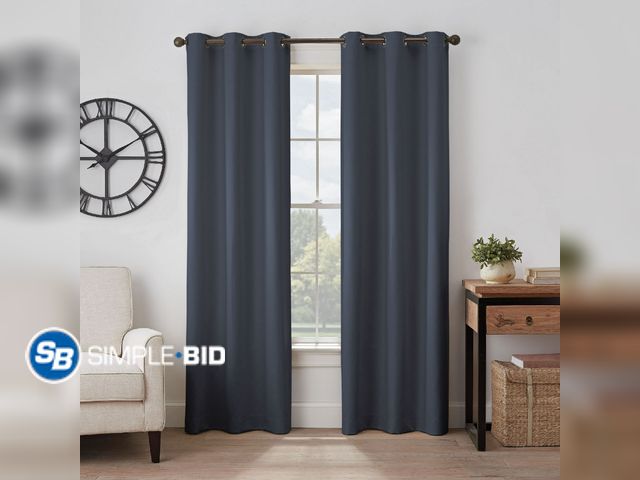 Lot 58-27534 - Lot of (2) New Eclipse Absolute Zero Gabriella 100% Blackout 74 x 63 Curtain Panel in Indigo 2 panel...