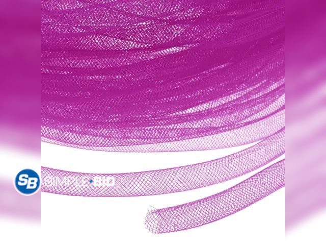 Lot 58-78164 - New GREENATUA Mesh Tube Ribbon 25 Yards, 10mm Elastic Fabric Ribbons[Persian Rose]