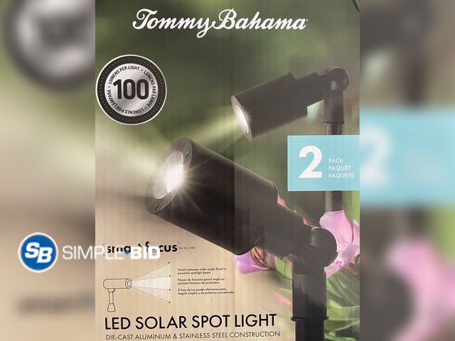 Lot 58-83830 - Tommy Bahama Smart Focus 100 Lumen Solar Spotlight 2-pack - appears unused