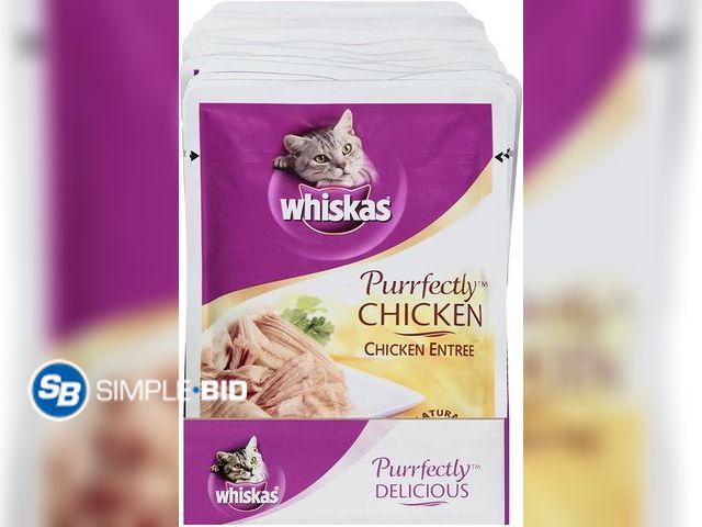Lot 58-71793 - Whiskas Purrfectly Chicken Wet Cat Food Chicken Entree Flavor 3 Ounces (24 Count) - unopened - Expir...