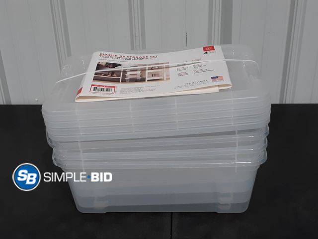 Lot 58-29204 - Lot of (4) 12.9 Qt Buckle-Up Storage Set with lids - appears unused