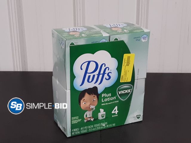 Lot 58-21545 - New PUFFS Plus lotion Tissues - 4 boxes