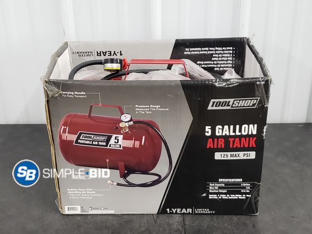 Lot 58-77171 - Tool Shop 5Gallon Air Tank, 125 Max. PSI - Appears Unused in Box