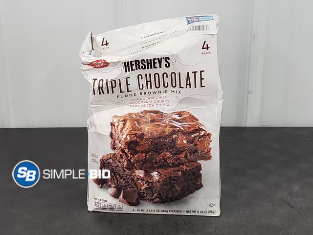 Lot 58-75734 - HerSHEy's Triple Chocolate Fudge Brownie Mix - 4 pack - unopened - expired