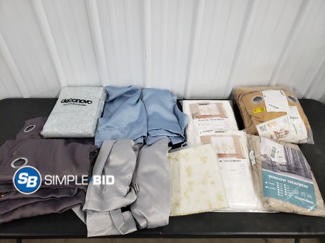 Lot 58-39431 - Lot of (12) + Curtain panels and valances - variety of styles and sizes - unused