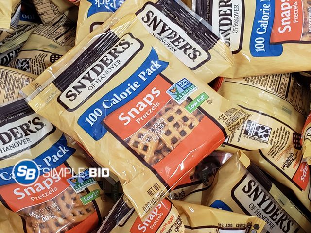 Lot 58-75342 - Large Lot of Snyder's 100 Calorie Pack Snaps pretzels - unopened - expired