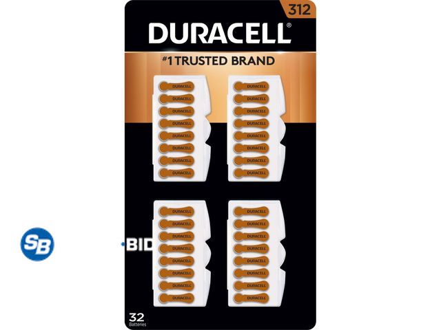 Lot 58-38043 - New Duracell Hearing Aid Size 312 Batteries, 32 Count