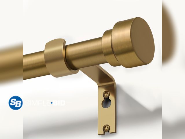 Lot 58-83195 - New Warm Gold Curtain Rods for Windows 72 to 144 Adjustable Length Heavy Duty 1" Diameter Brass Bron...