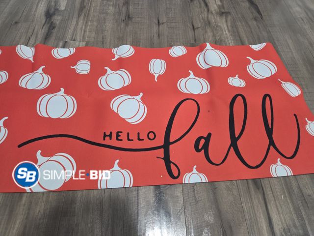 Lot 58-73154 - New Decorative Rubber kitchen mat - HELLO FALL - approx. 5ft long