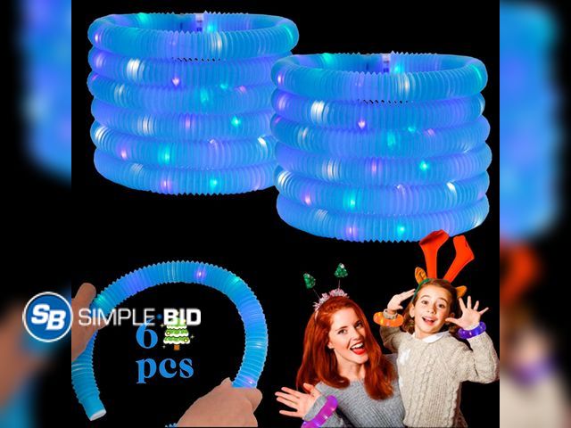 Lot 58-51820 - New Blue 6 Pack Light Up Party Favors Supplies,Bulk Glow Sticks Bracelet,Necklace Accessories for Ki...