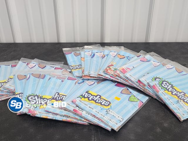 Lot 58-40295 - Lot of (27) New SHOPKINS Plastic Tablecovers -- 54" x 84"