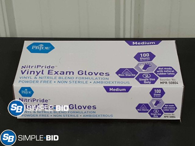 Lot 58-28011 - New MED Pride Nitripride Vinyl Exam Gloves - SIZE M