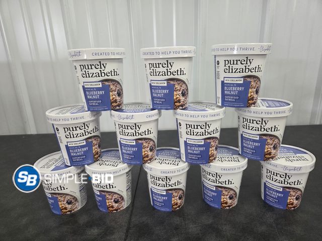 Lot 58-71778 - Lot of (12) Purely Elizabeth with collagen Blueberry Walnut Superfood oatmeal - unopened - expired