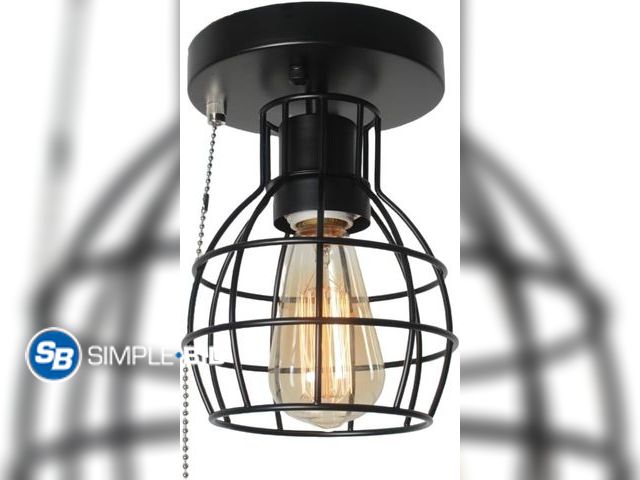 Lot 58-56413 - Beuhouz Pull String Semi Flush Mount Ceiling Light, Round Modern Industrial Close to Ceiling Light F...