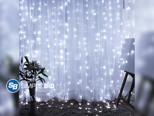 Lot 58-28670 - New Dazzle Bright Curtain String Lights, 300 LED 9.8ft x 9.8ft 8 Lighting Modes Fairy Lights USB Pow...
