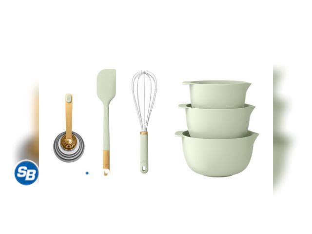 Lot 58-57928 - New Beautiful 14-Piece Mix &amp; Measure Set, Sage Green by Drew Barrymore