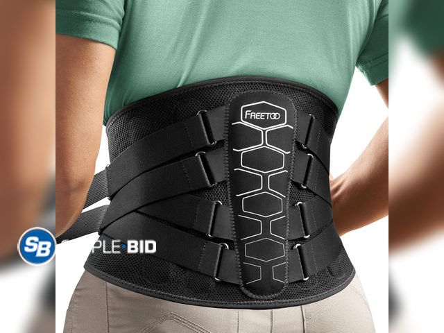 Lot 58-56585 - New FREETOO Back Brace for Lower Back Pain Relief with Pulley System,Lumbar Support Belt for Men &am...