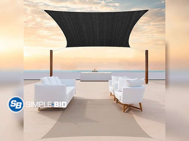 Lot 58-32630 - Custom Size 18' x 20' Black Sun Shade Sail Canopy UV Block UPF50  Rectangle - Commercial Standard He...
