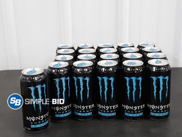 Lot 58-37667 - MONSTER! Lot of (21) Monster Energy Lo Carb energy drinks - 16 fl oz - unopened - out of box