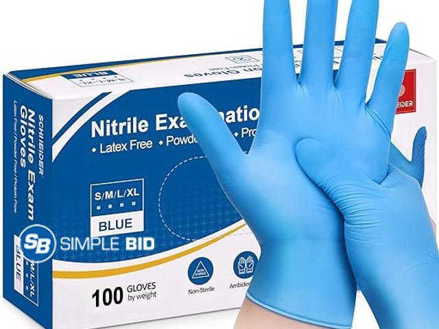 Lot 58-26656 - New Nitrilium -- Nitrile powder free Examination Gloves -SIZE XL - 100 in box