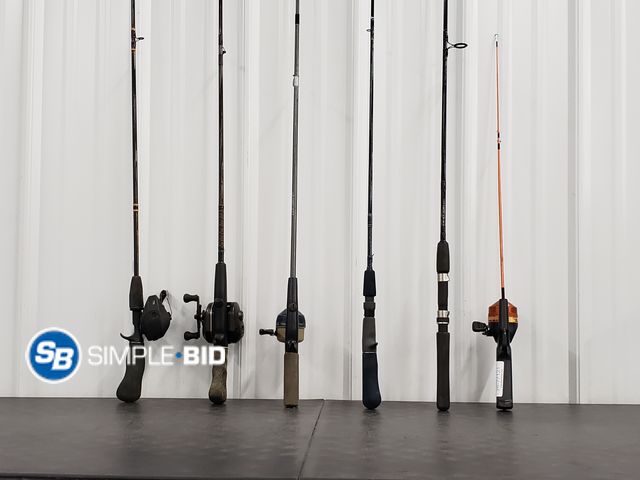 Lot 58-77121 - Lot of (6) Fishing Poles / Fishing Reel Combos - Used But Appear to be Good Condition