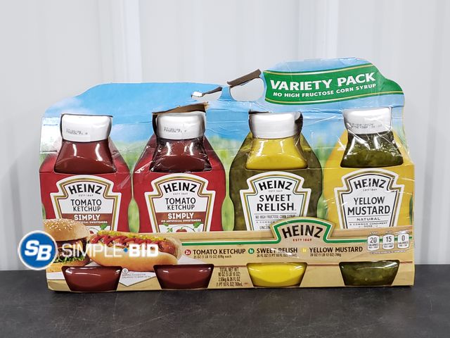 Lot 58-29879 - HEINZ! Variety pack -- (2) Ketchup (1) Sweet Relish (1) mustard - unopened