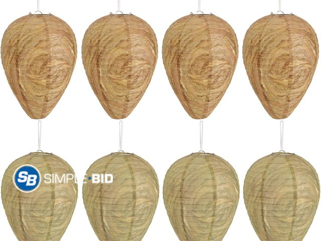 Lot 58-78116 - New ﻿DECYOOL 8 Pack Paper Fake Wasp Nests Decoys for Yellow Jackets Eaves/Courtyard/Pool Areas, Terr...