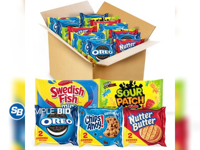 Lot 58-69221 - SOUR PATCH KIDS! SWEDISH FISH MINI's! Nutter Butter, Chips Ahoy! - 40 count variety pack - unopened ...