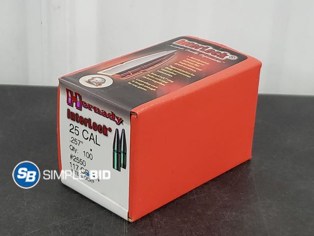 Lot 58-77623 - Hornady Interlock 25 Cal - .257" Qty 100 - #2550 117 Gr RN