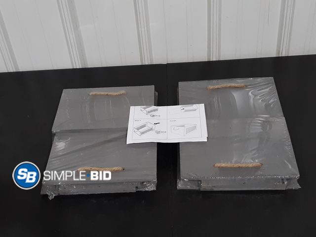 Lot 58-21026 - Rosos Wooden Crates with handles 2 Pack Grey - Fold up