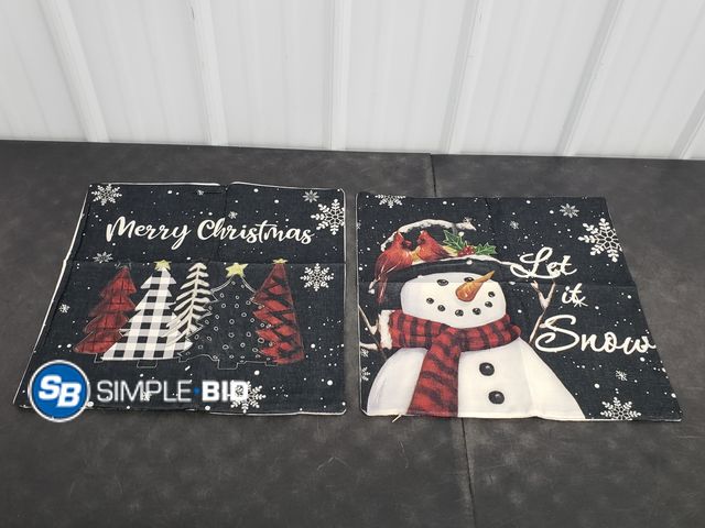 Lot 58-80804 - Lot of (2) New Pillow Coverings - Let it SNOW - Merry Christmas - 18" x 18"