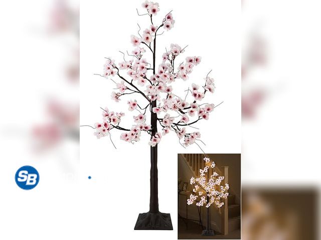 Lot 58-32871 - New Uieke Cherry Blossom Tree, 6FT 96 Fairy Lights Artificial Lighted Tree for Home Inside Outdoor S...