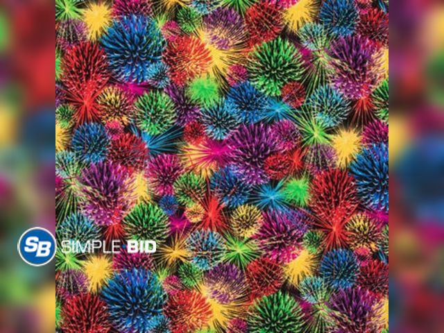 Lot 58-75963 - FABRIC! Lot of (6) Fireworks Cotton Calico Fabric, Multi-Colored Party, Quilting, Home Accents, By T...