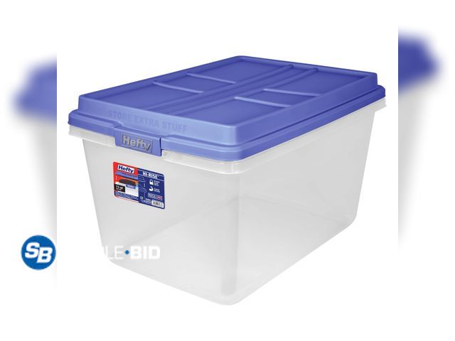 Lot 58-71755 - New Hefty HI-RISE 72 Quart Large Latching Storage Bin, Clear Plastic Storage Container with HI-RISE ...