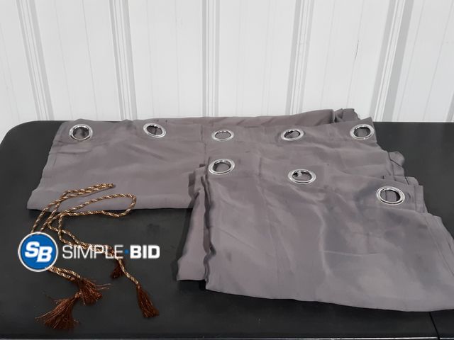 Lot 58-28956 - Lot of (2) Medium Gray Curtain Panels - Possible Light Use