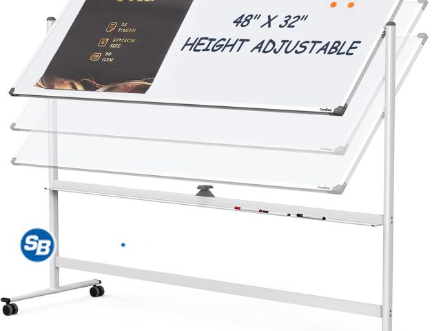 Lot 58-35339 - Tankee Mobile 48" x 32" Reversible Magnetic Rolling Whiteboard for Home /Office /Classroom - Appears...