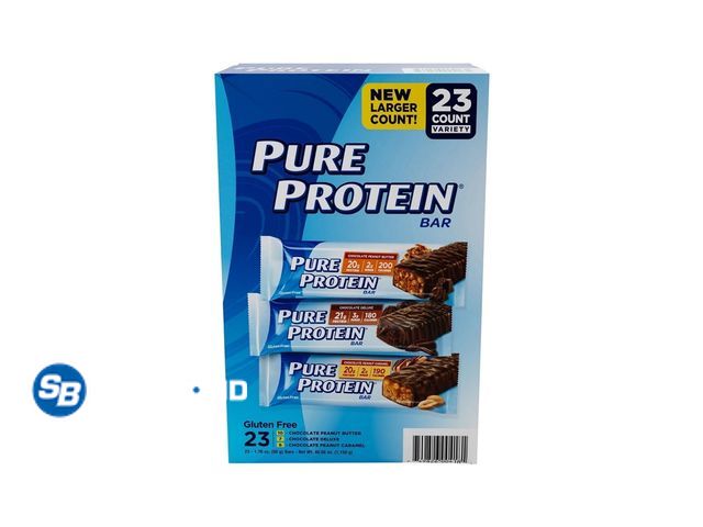 Lot 58-72395 - Pure Protein Bars Variety Pack, 1.76 Ounce -- 22 pack - indiviudally wrapped - BB - 8/2026