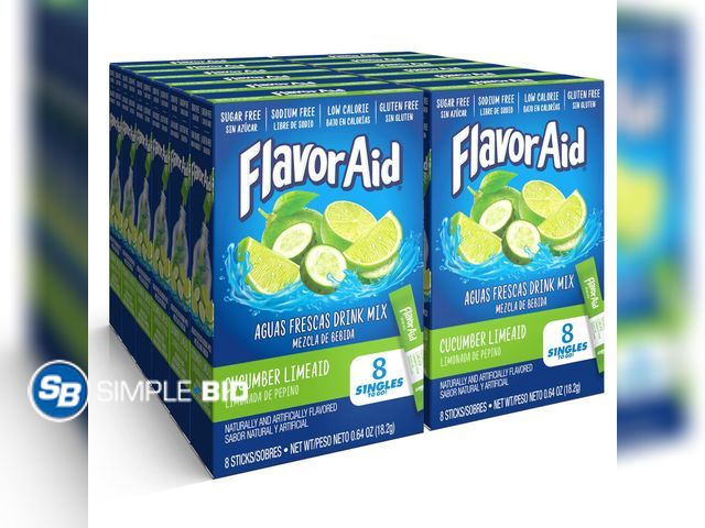 Lot 58-73435 - Flavor Aid Singles To Go Water Drink Mix, Cucumber Lime, 96 Packets - appears unused