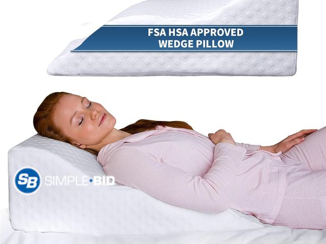 Lot 58-41384 - Eligible Wedge Pillow for Sleeping -Post Surgery Pillow -Unique Curved Design -Memory Foam- Incline ...