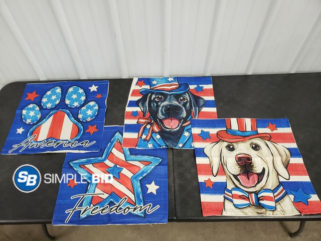 Lot 58-50473 - Set of (4) New RED - White and Blue - America - Freedom - Dogs pillow coverings - approx. 17" x 17"