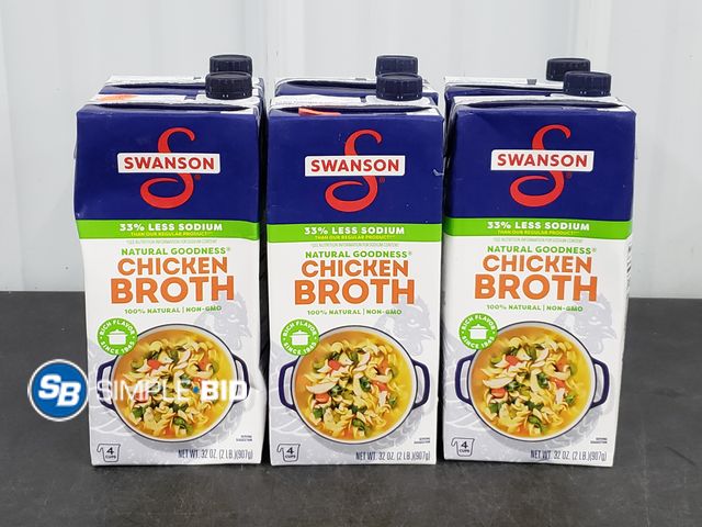Lot 58-69983 - Lot of (6) Swanson CHICKEN BROTH 32 oz - unopened - BB 10/26