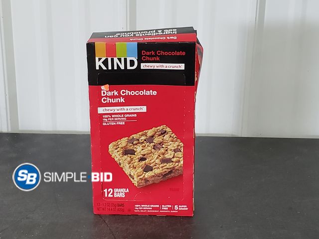 Lot 58-70244 - KIND 18082 1.2 oz. Healthy Grains Bar - Dark Chocolate Chunk - unopened - 12 pack - expired