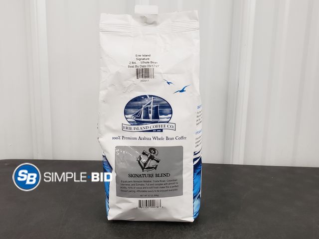 Lot 58-30343 - Erie Island Coffee Co 100% Premium Arabica Whole Bean Coffee Signature blend - best by 9/27 - unopen...