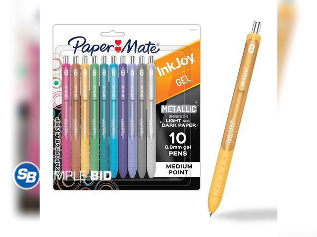 Lot 58-54127 - New Paper Mate InkJoy Gel Metallic Pens, Medium Point (0.8mm), Assorted, 10 Count