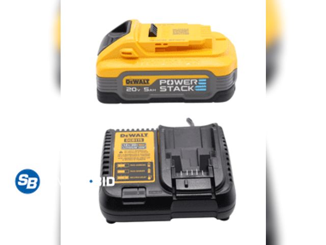 Lot 58-39058 - New DEWALT POWERSTACK 20V MAX 5.0Ah Battery Starter Kit with Charger – High-Efficiency Lithium Power...