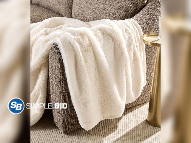 Lot 58-58958 - Better Homes &amp; Gardens Ivory Faux Fur Ultra Soft Luxury Oversized Throw Blanket 50" x 72", Vanil...