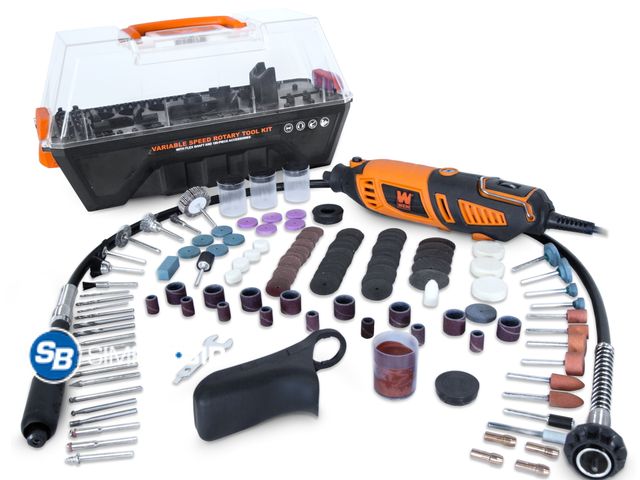 Lot 58-65314 - New WEN 1.3-Amp Variable Speed Steady-Grip Rotary Tool with 190-Piece Accessory Kit, Flex Shaft and ...