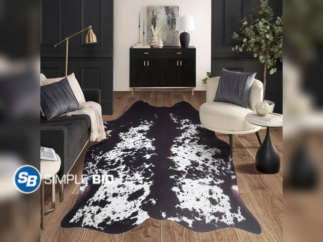 Lot 58-63145 - New Faux Cowhide Rug Cow Print Cow Hide Rugs Small Premium Area Carpet Animal Print Rug Western Room...