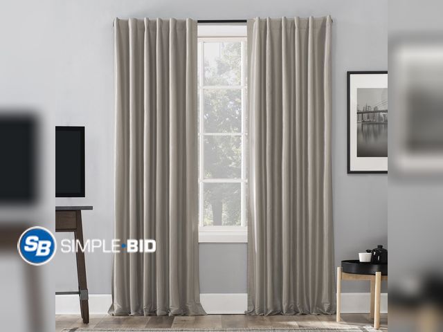 Lot 58-21615 - New Sun Zero Evelina Faux Dupioni Silk Thermal Extreme 100% Blackout Back Tab Curtain Panel,50" X 84...